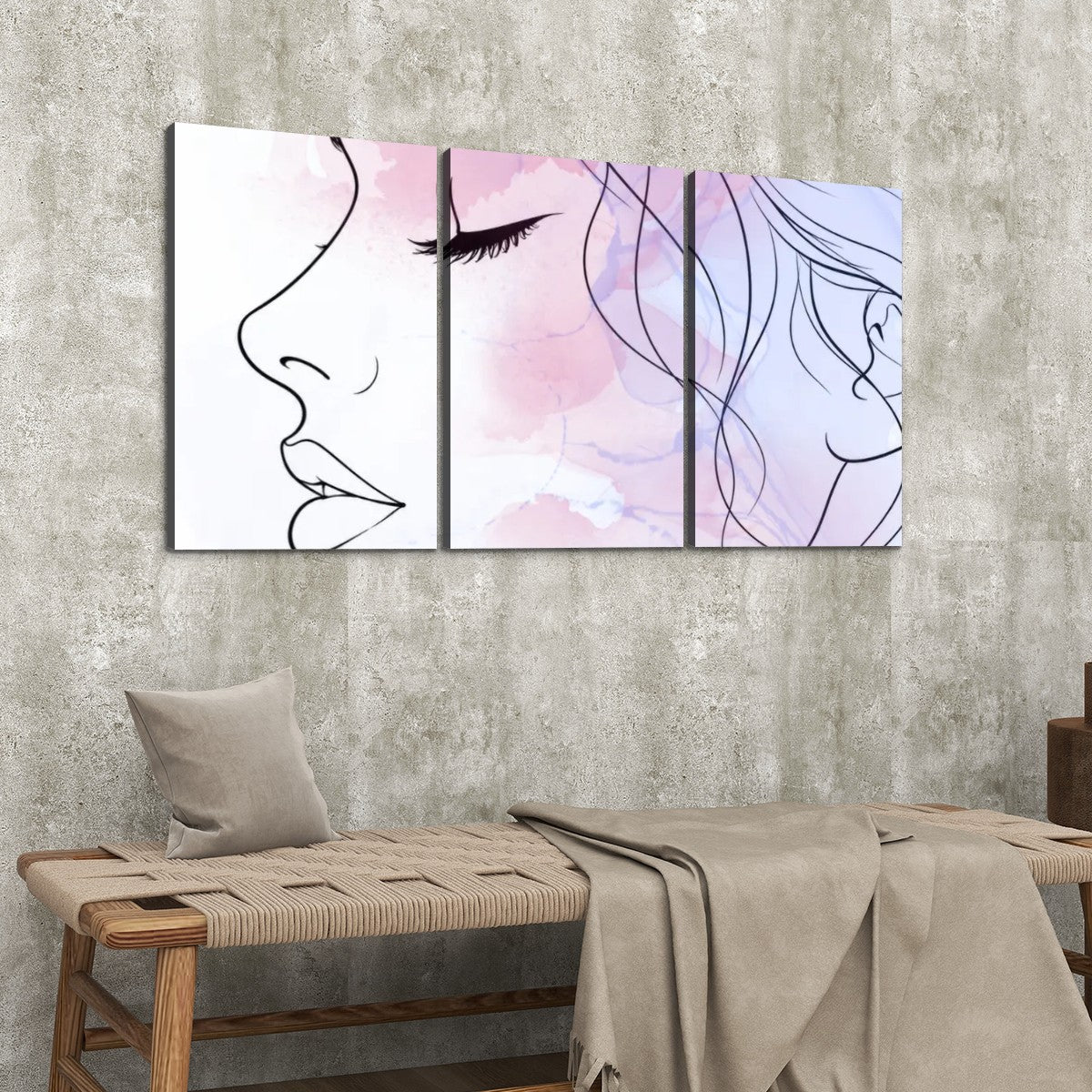 3 Panels Canvas Prints Wall Art Womans Profile