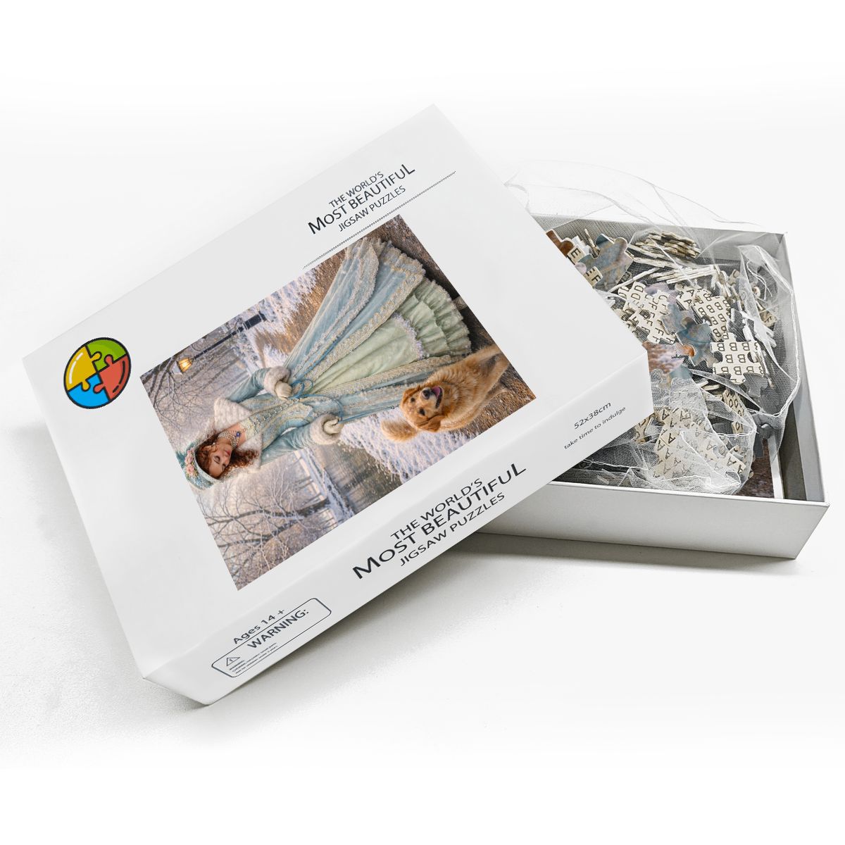 Wooden Jigsaw Puzzles 500 pcs 1900's Victorian Woman with Dog in Park Winter