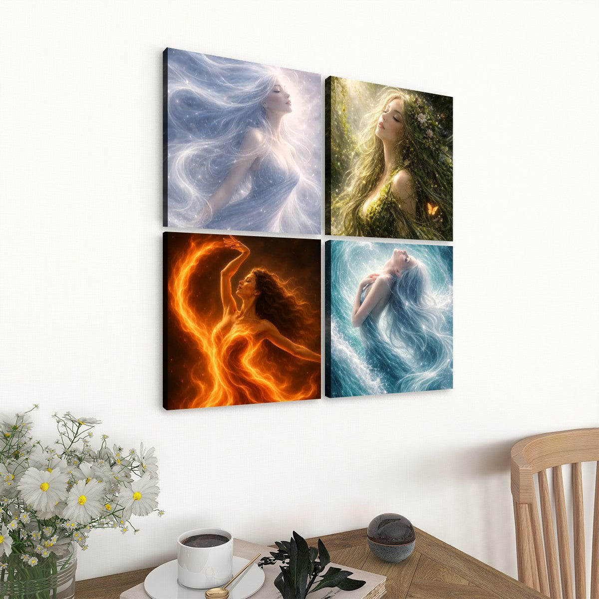 4 Panels Canvas Prints Wall Art Elements