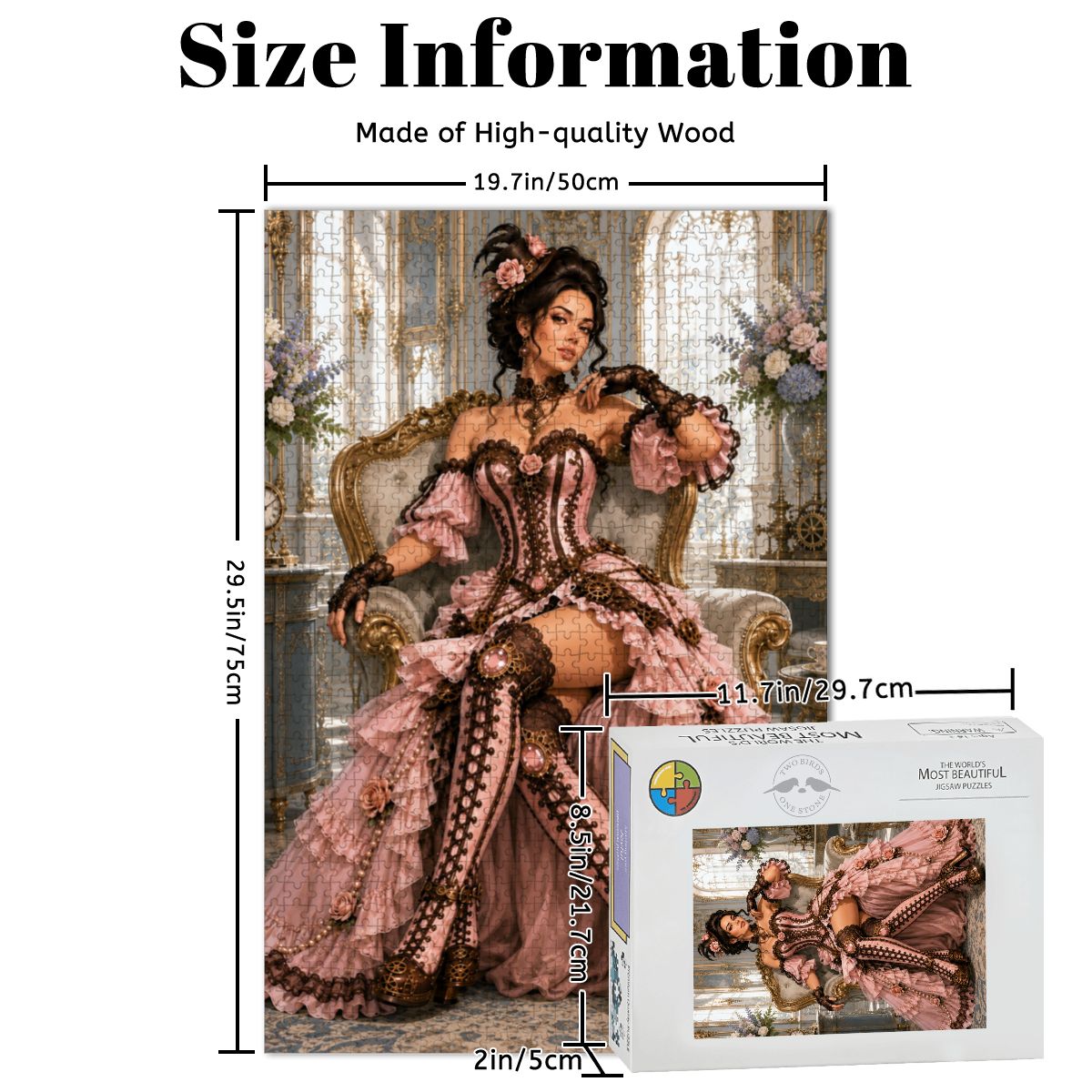 Wooden Jigsaw Puzzles 1000 pcs Steampunk Victorian Woman Pink and Brown