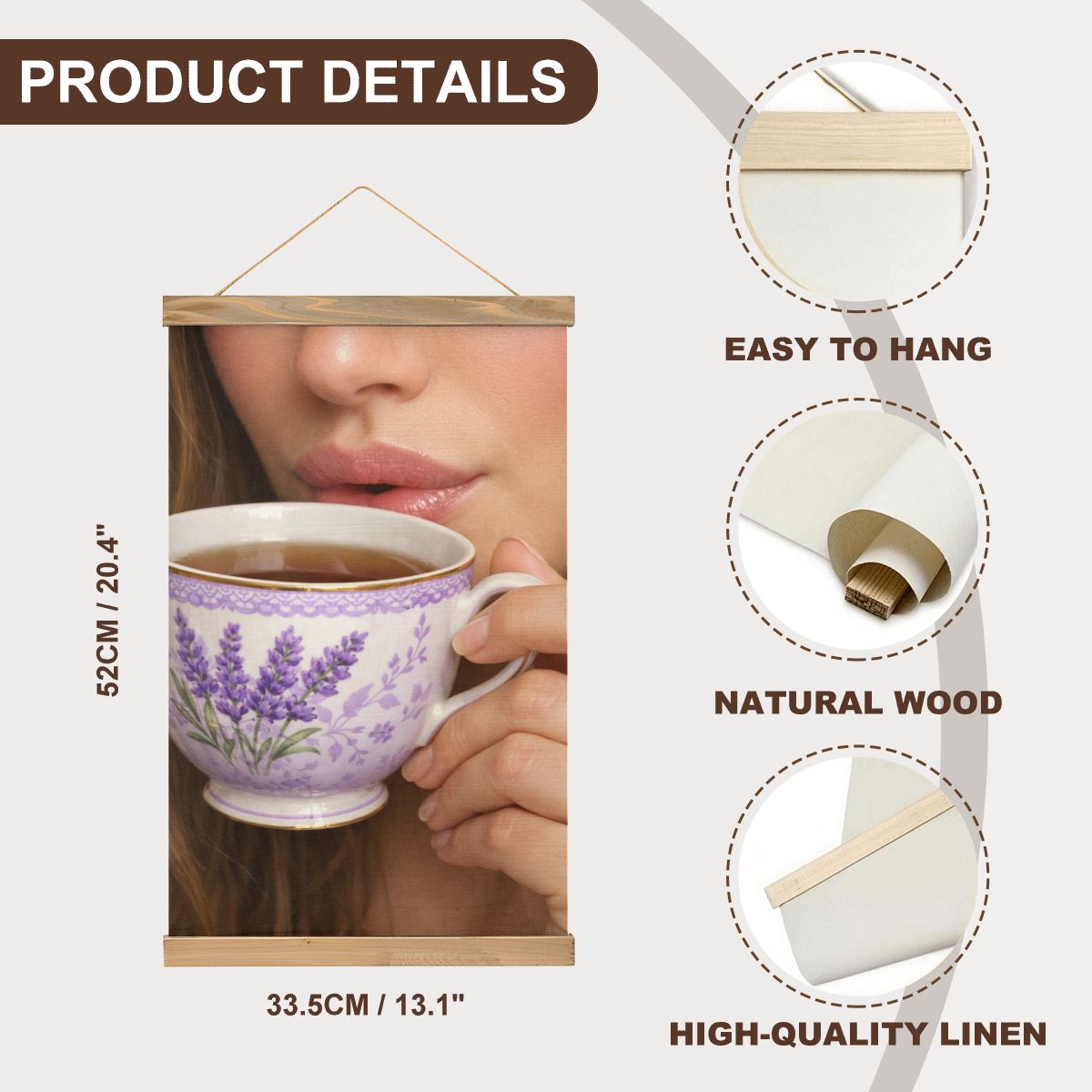 Linen Canvas Wall Art Tea Time