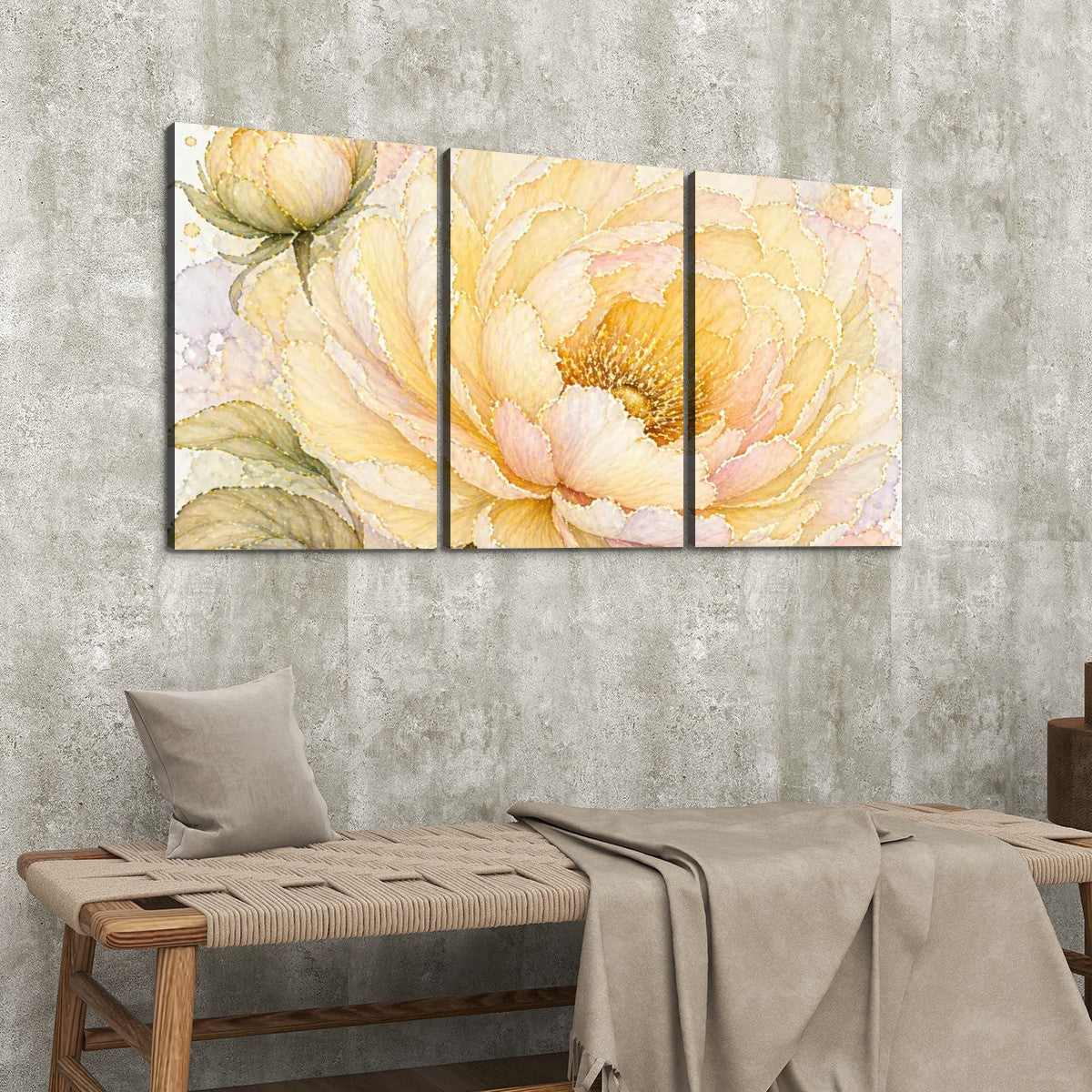 3 Panels Canvas Prints Wall Art Yellow Flower