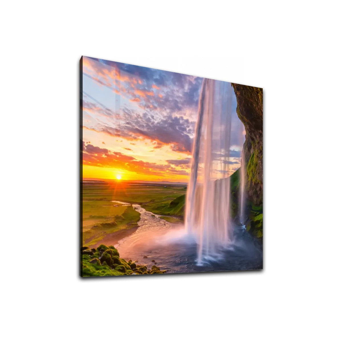 Square Acrylic Wall Art Prints with Hook Seljalandsfoss Iceland