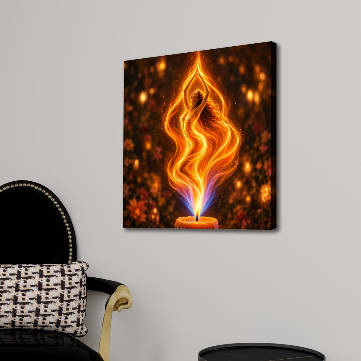 Square Canvas Prints Wall Art Element Fire