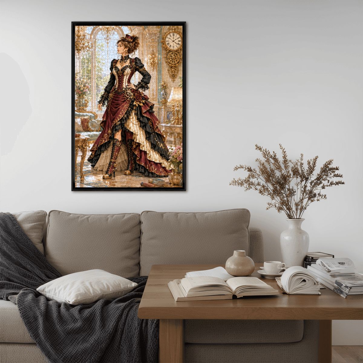 Wooden Jigsaw Puzzles 1000 pcs Steampunk Victorian Woman Fall Red