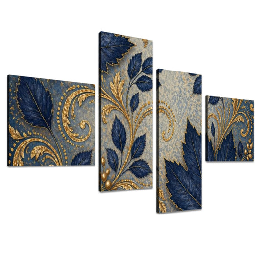 4 Panels Canvas Prints Wall Art Fall Blue