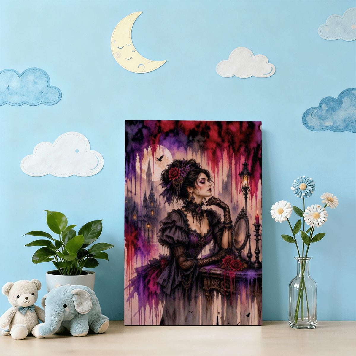 Framed Canvas Painting Gothic Victorian Woman (Made in USA)