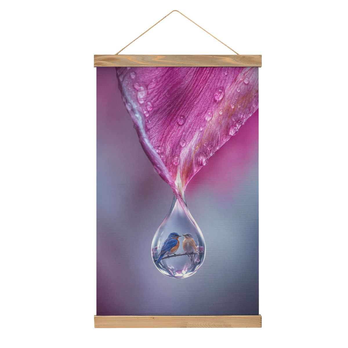 Linen Canvas Wall Art Bird Dew Drop