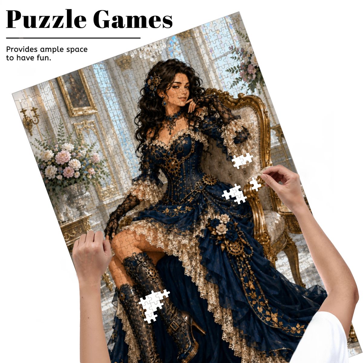 Wooden Jigsaw Puzzles 1000 pcs Steampunk Victorian Woman Dark Blue