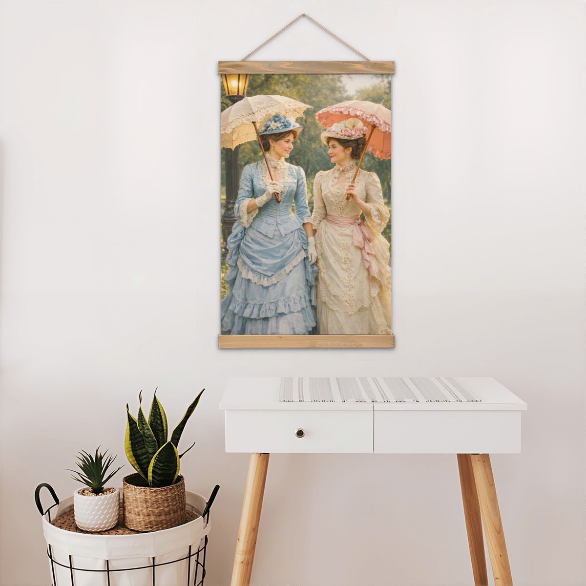 Linen Canvas Wall Art Victorian Friends
