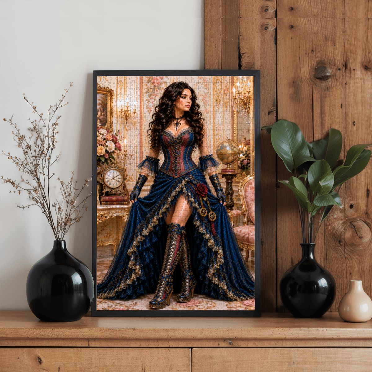 Wooden Jigsaw Puzzles 1000 pcs Steampunk Victorian Woman Red and Blue