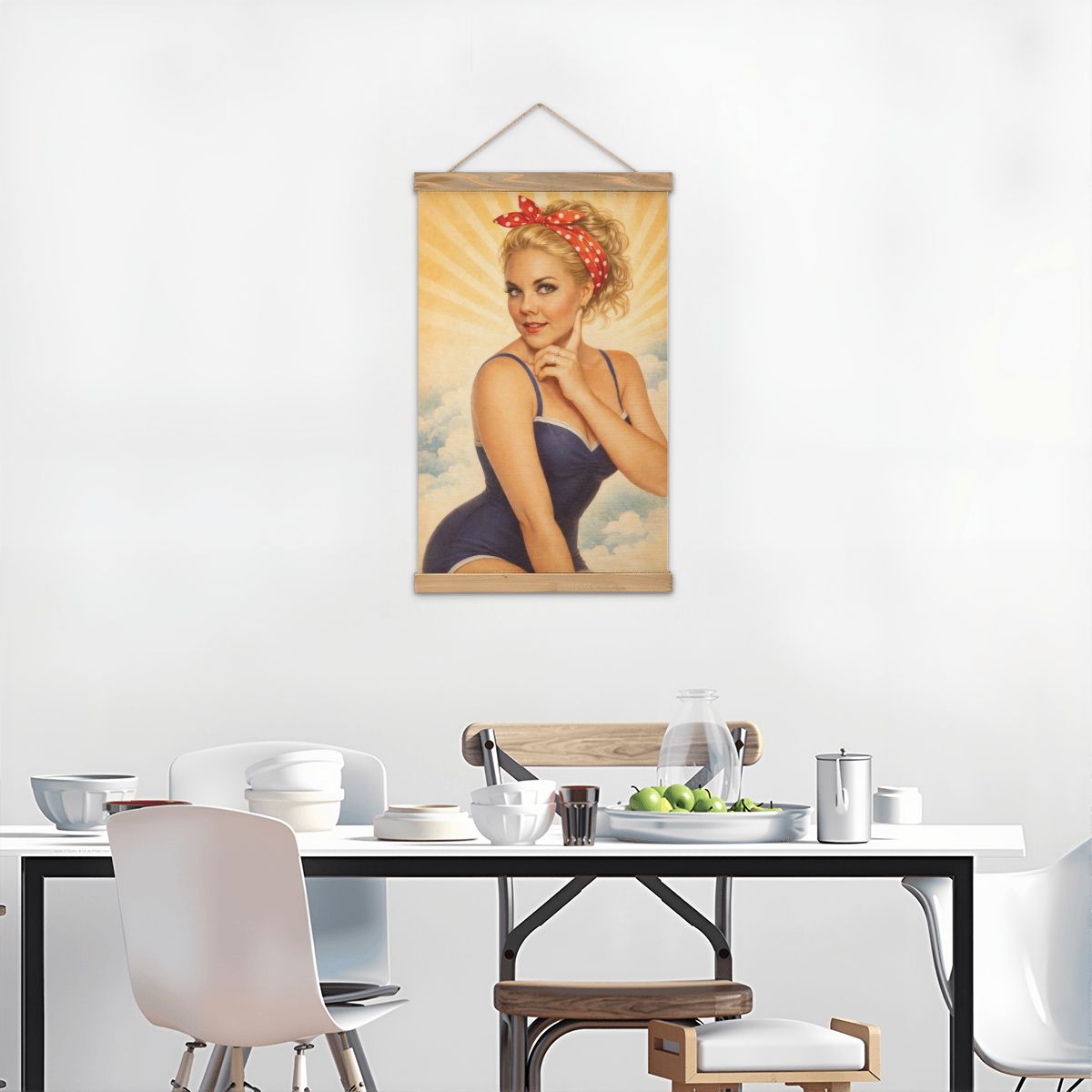 Linen Canvas Wall Art WWII 1940's Pinup Girl