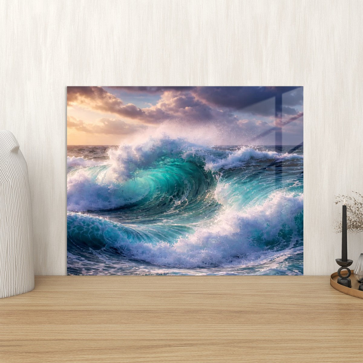Rectangular Acrylic Wall Art Prints with Hook Ocean Waves