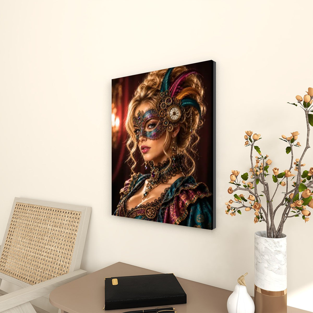 Canvas Prints Wall Art Steampunk Woman Mask Multi