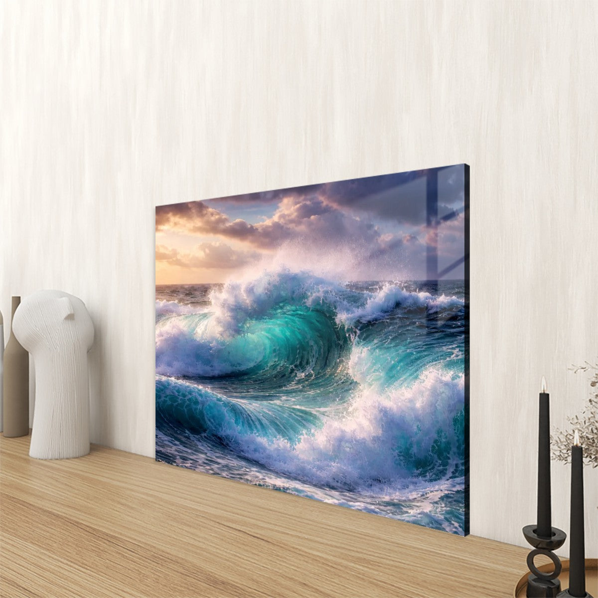 Rectangular Acrylic Wall Art Prints with Hook Ocean Waves
