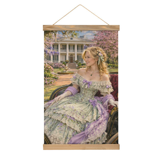 Linen Canvas Wall Art Civil War Woman in Carriage