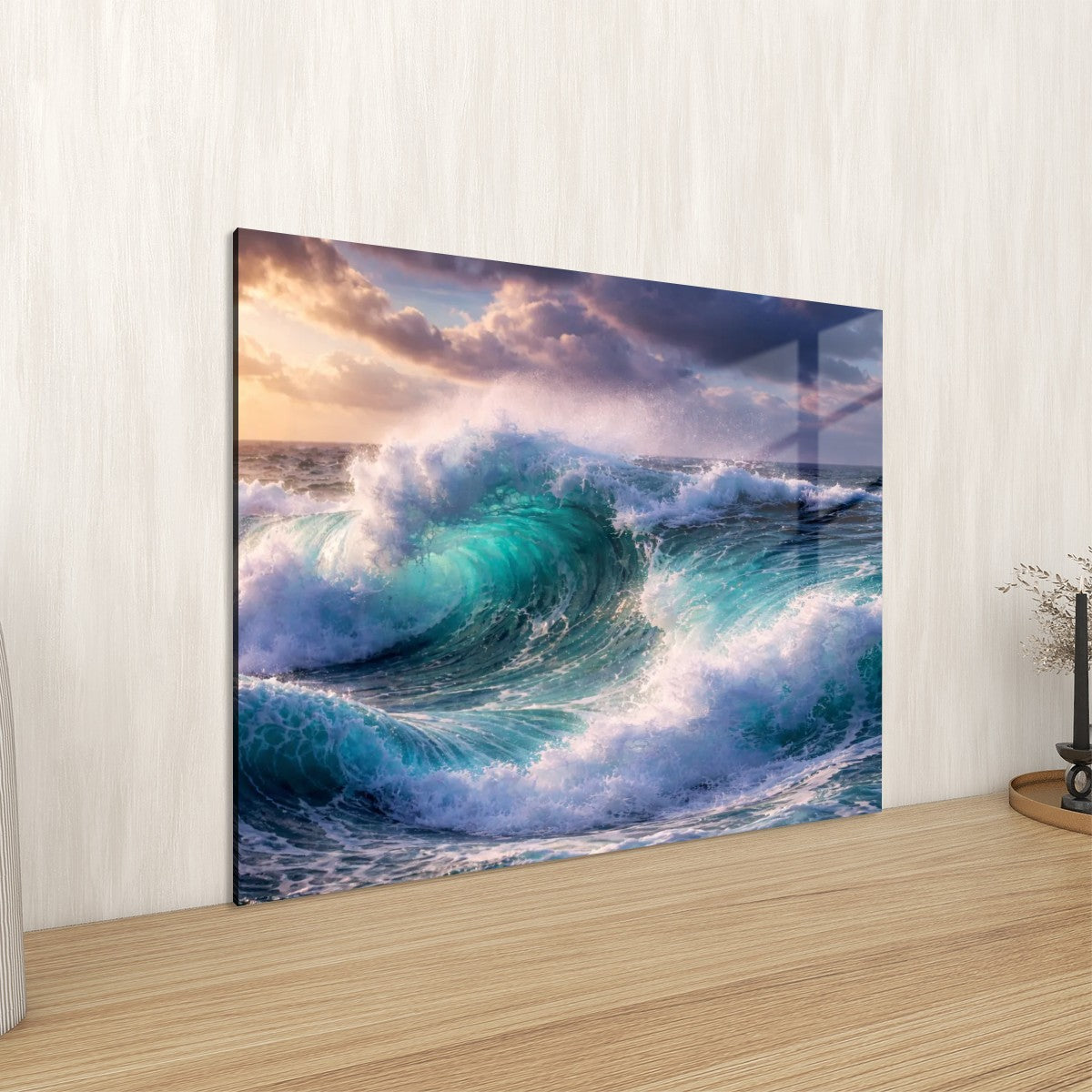 Rectangular Acrylic Wall Art Prints with Hook Ocean Waves