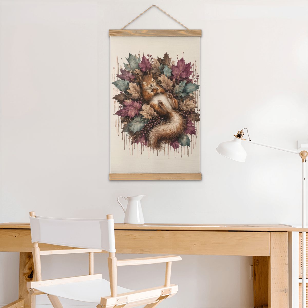 Linen Canvas Wall Art Squirrel Drip Art