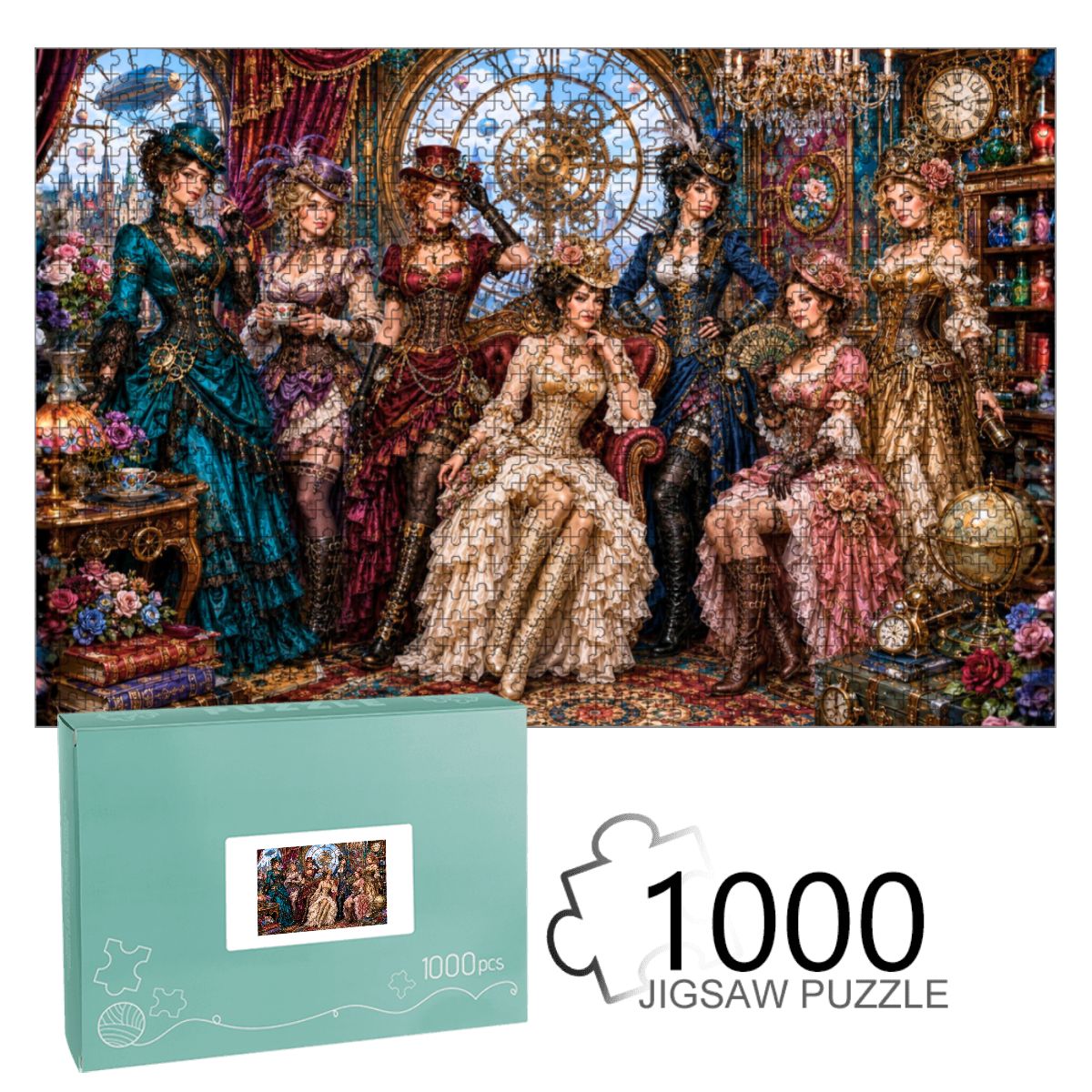1000pcs Wooden Jigsaw Puzzles (Made in USA) Steampunk Victorian Ladies