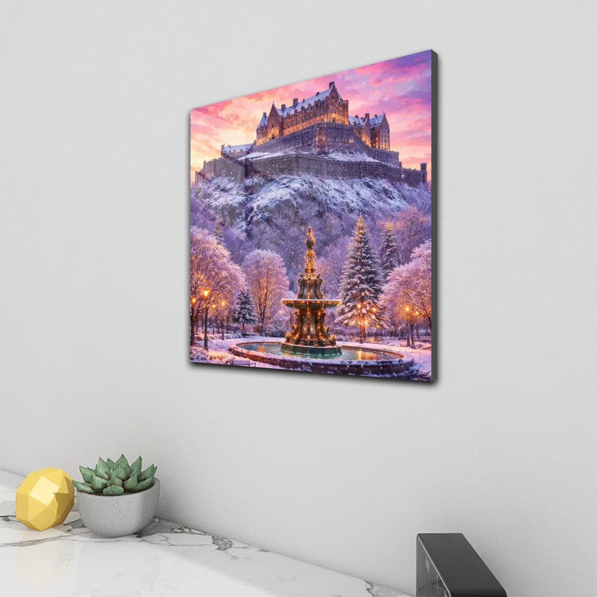 Acrylic Wall Art Prints with Hook Edinburgh Castle in the Winter
