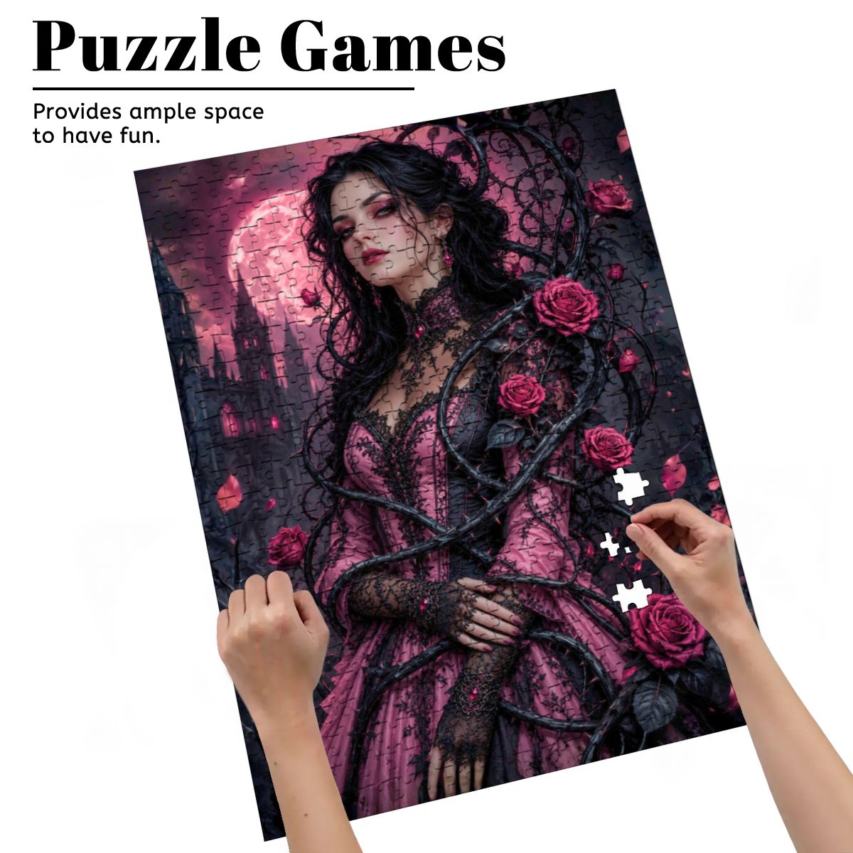 Wooden Jigsaw Puzzles 500 pcs Gothic Pink Roses