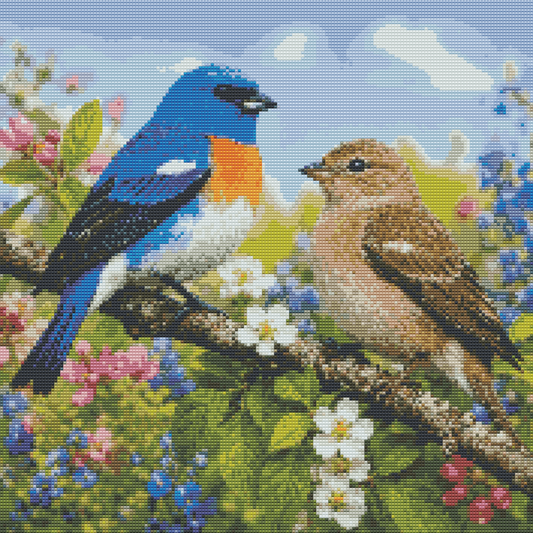 Diamond Painting Kit 20"x20" Lazuli Bunting (Round Drills)