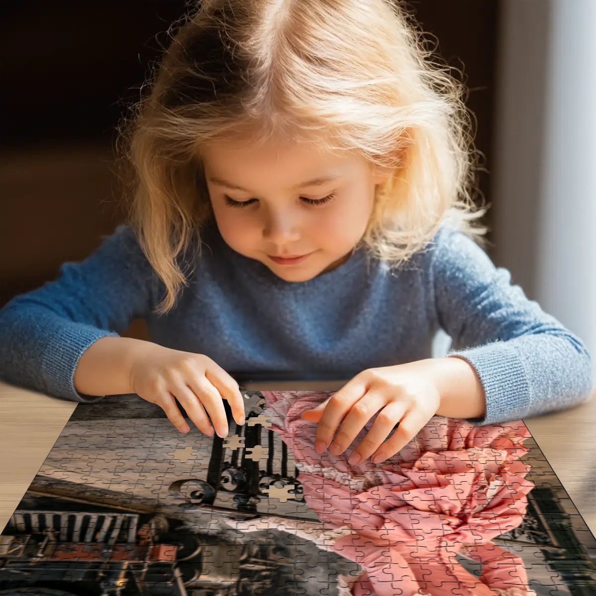Wooden Jigsaw Puzzles 500 pcs Victorian Woman by Train 1900's Pink Dress