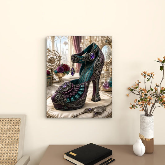 Canvas Prints Wall Art Steampunk Heel Teal and Violet