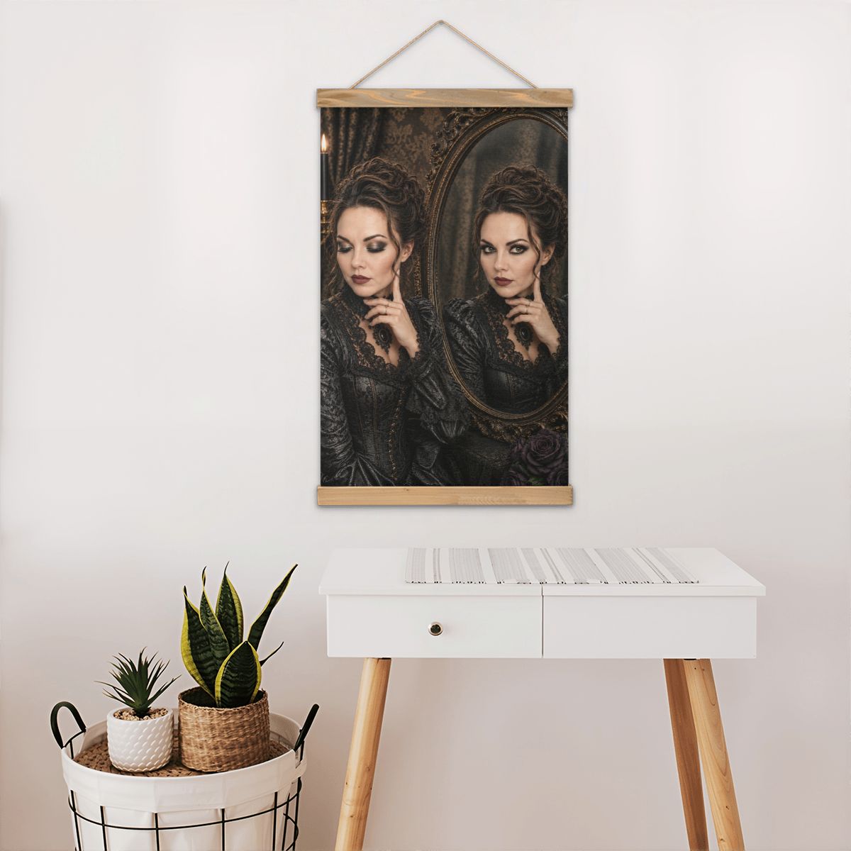 Linen Canvas Wall Art Mirror Mirror