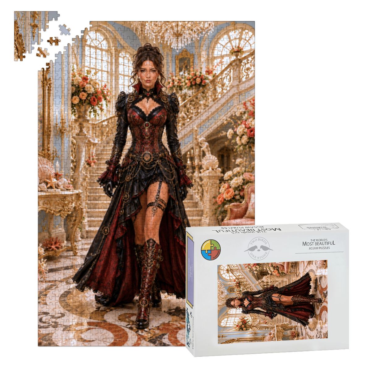 Wooden Jigsaw Puzzles 1000 pcs Steampunk Victorian Woman Dark Red