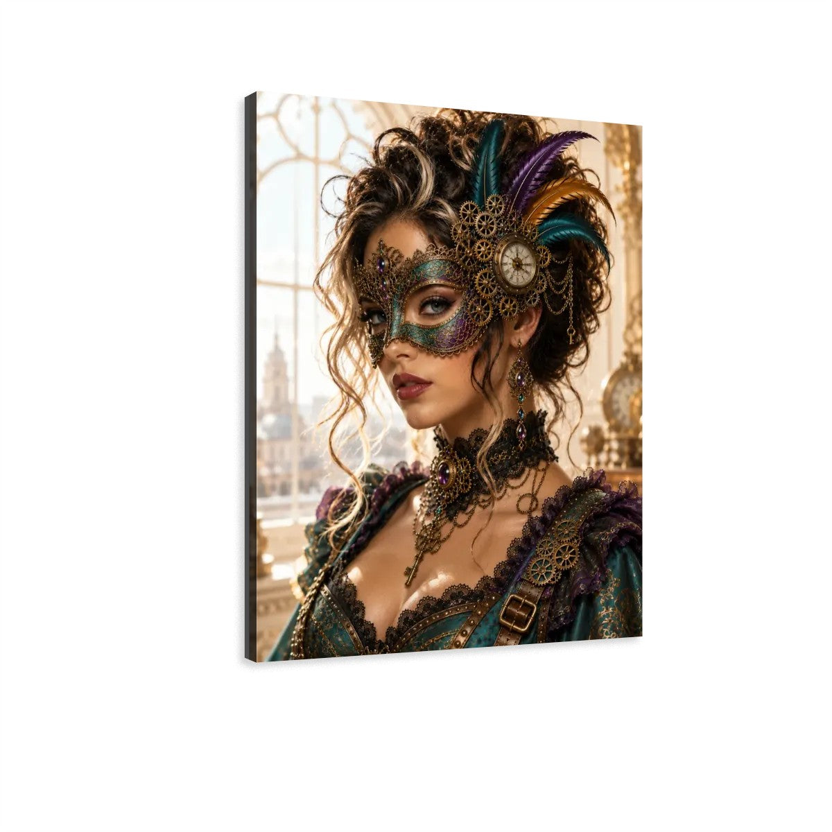 Canvas Prints Wall Art Steampunk Mask Teal