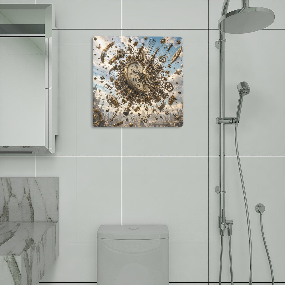 Tin Sign Square Metal Decor Clock Explosion
