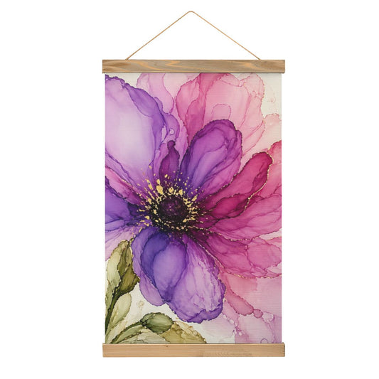 Linen Canvas Wall Art Purple Flower