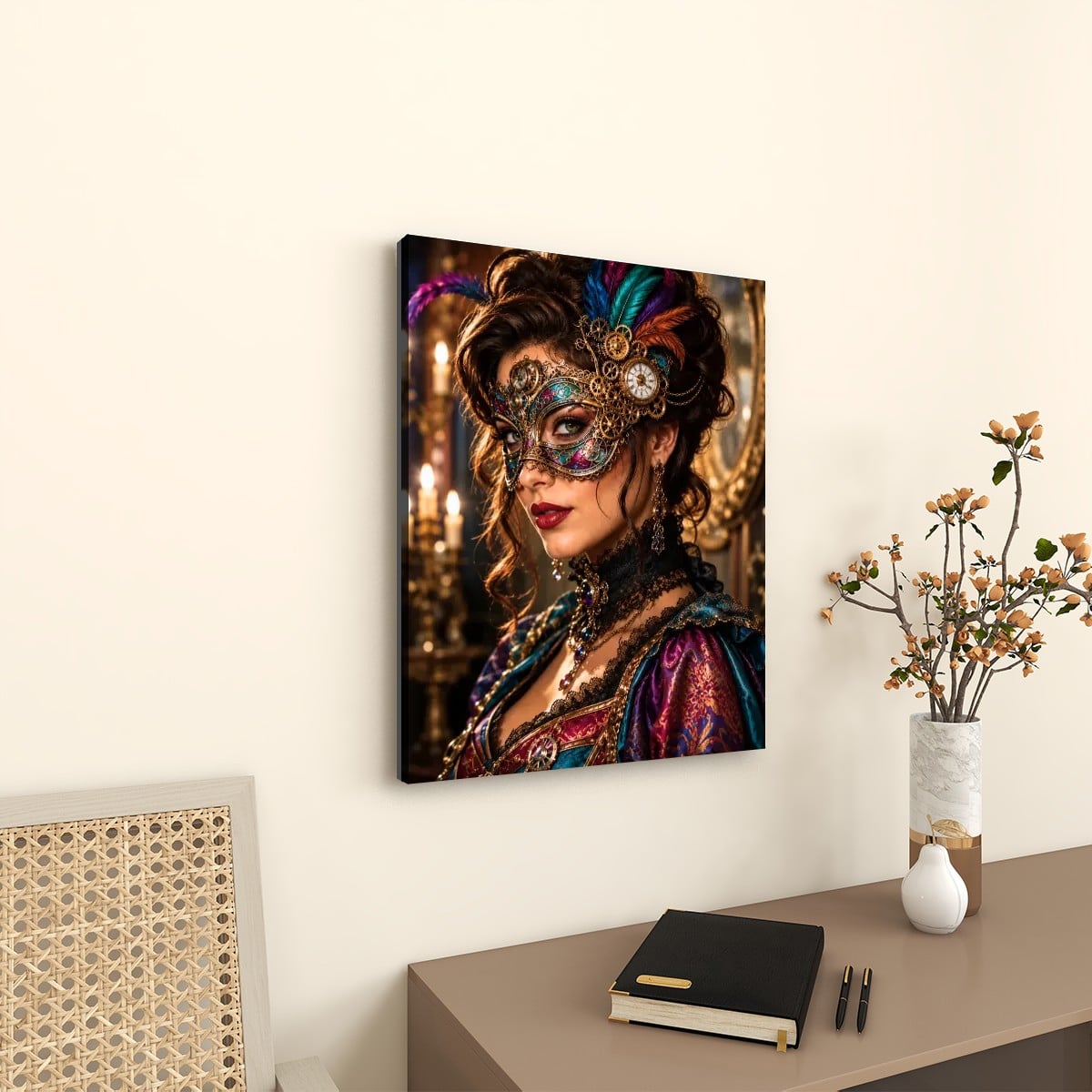 Canvas Prints Wall Art Steampunk Mask Rainbow