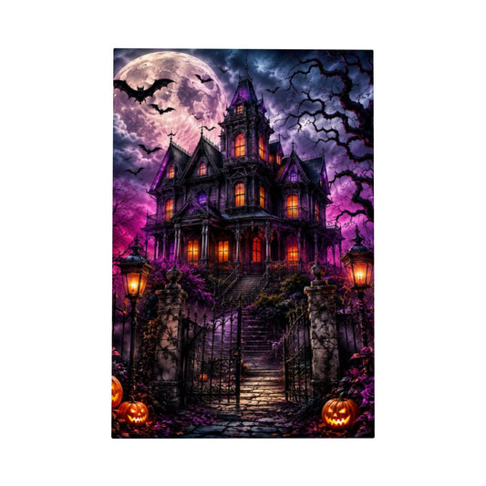 Framed Canvas Painting Halloween Haunted House (Made in USA)