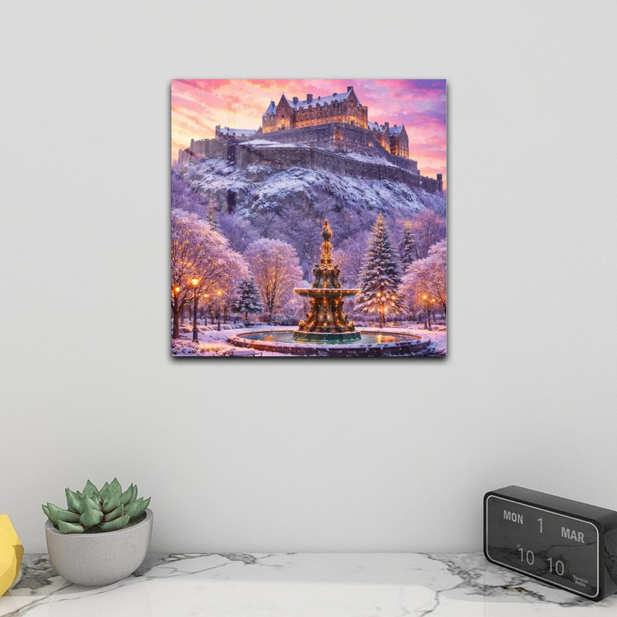 Acrylic Wall Art Prints with Hook Edinburgh Castle in the Winter
