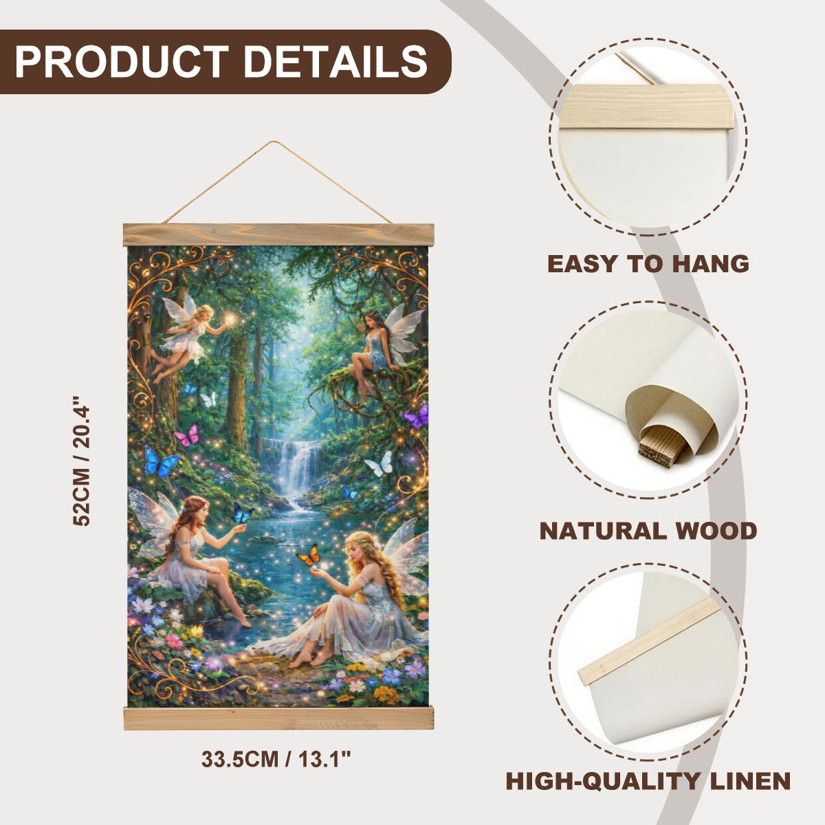 Linen Canvas Wall Art Fairy Garden