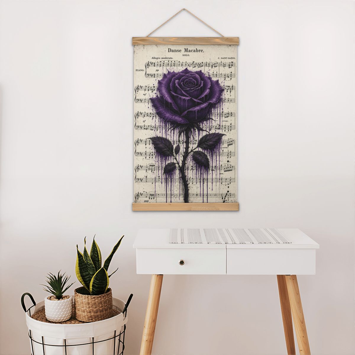 Linen Canvas Wall Art Rose Song