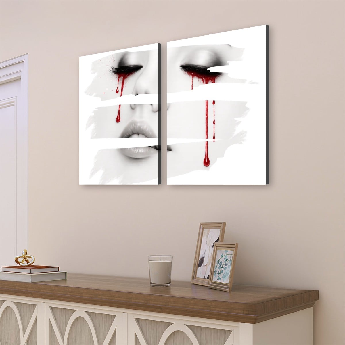 2 Panels Canvas Prints Wall Art Bleeding Heart (White Background)