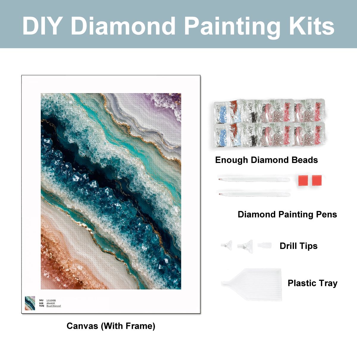 Diamond Art Painting 12x16 Geode Teal