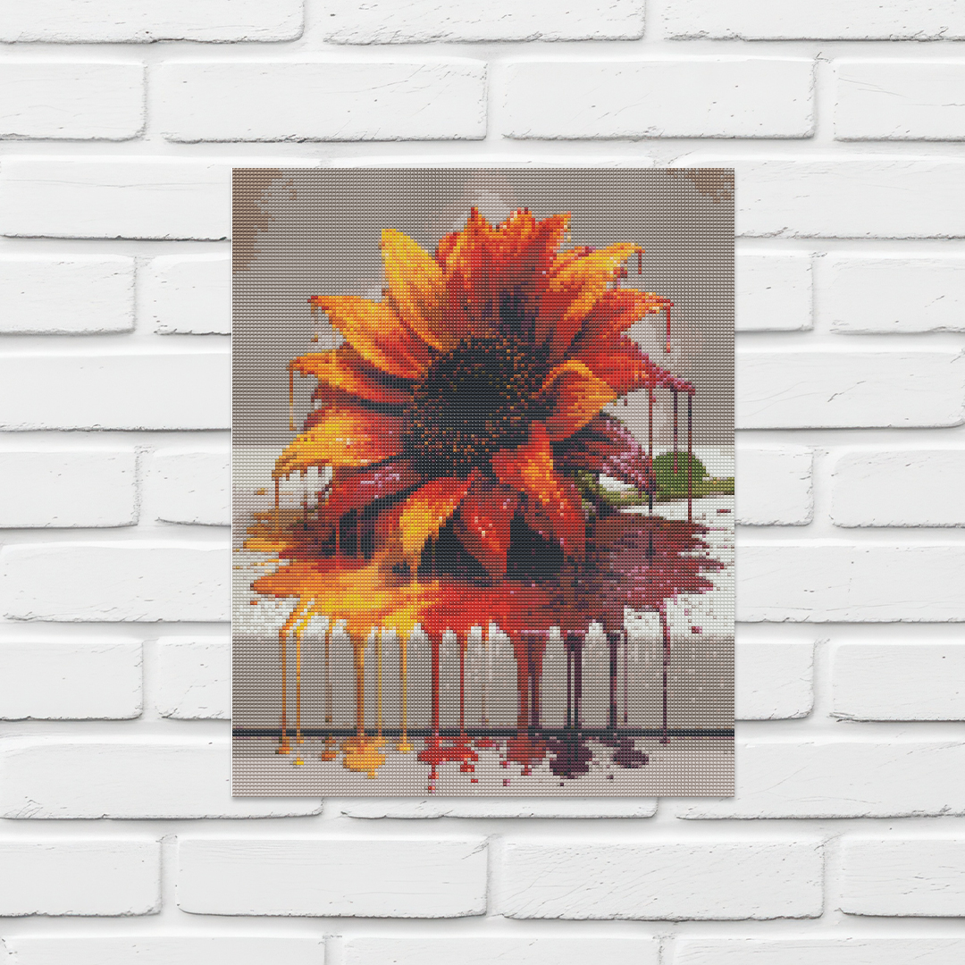 Orange Drip Art Sunflower