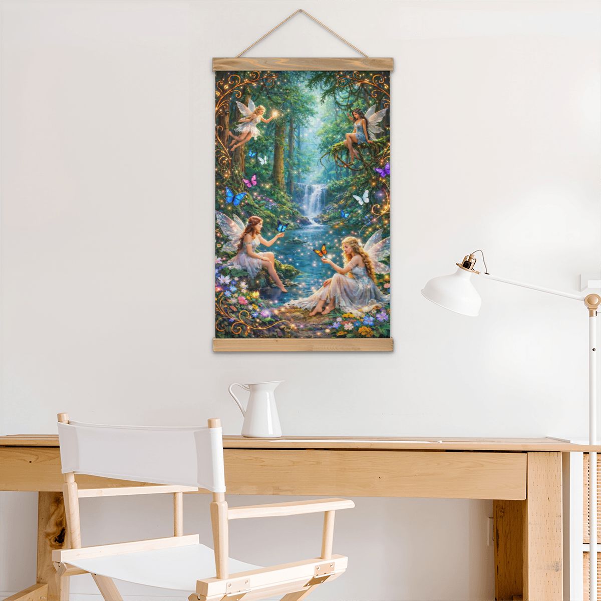 Linen Canvas Wall Art Fairy Garden