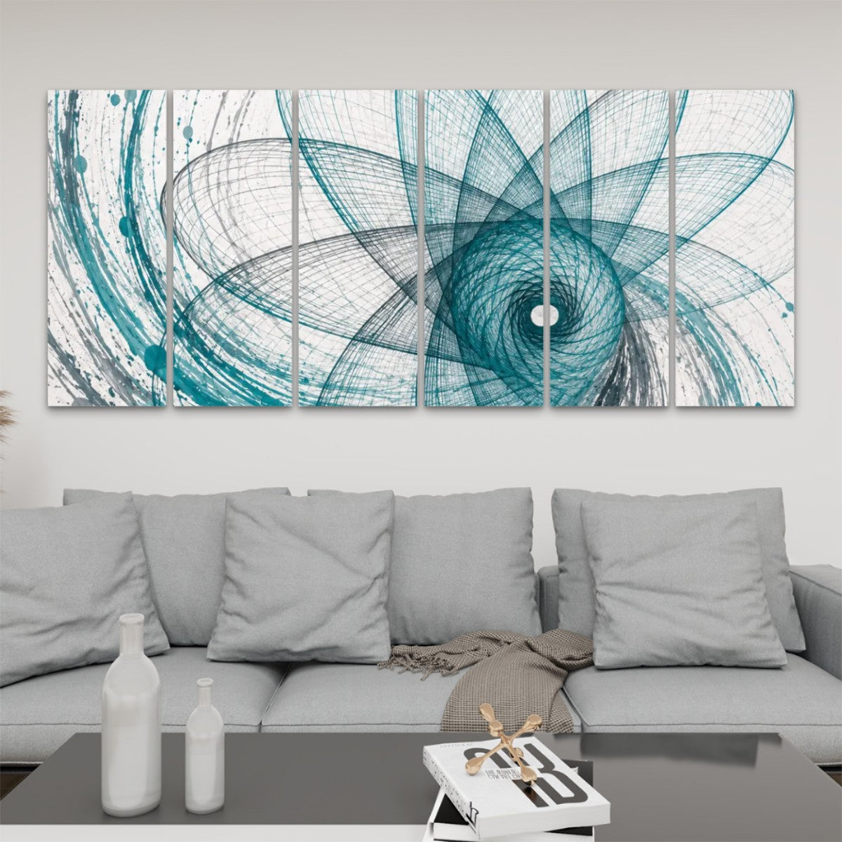 6 Panels Canvas Prints Wall Art 6 Panel Teal