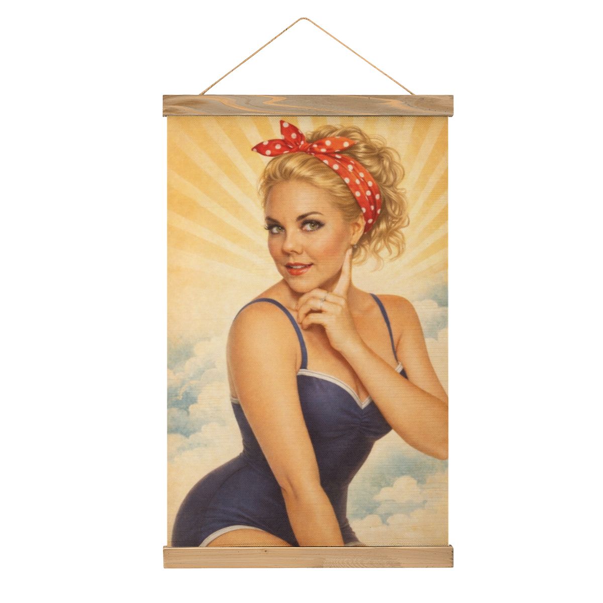 Linen Canvas Wall Art WWII 1940's Pinup Girl