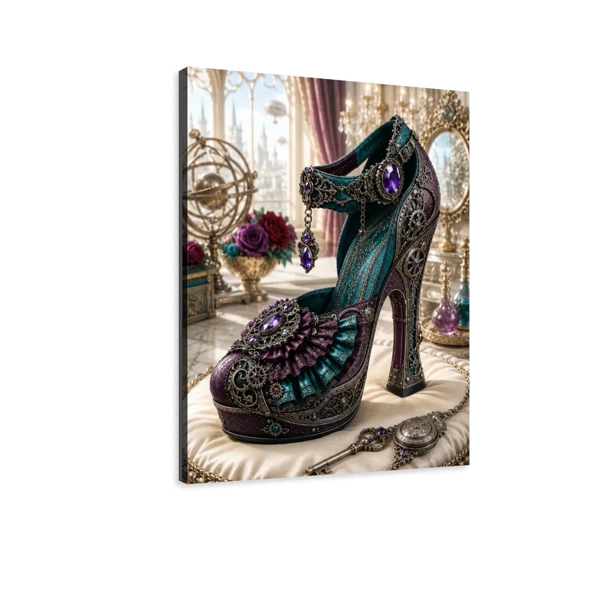 Canvas Prints Wall Art Steampunk Heel Teal and Violet