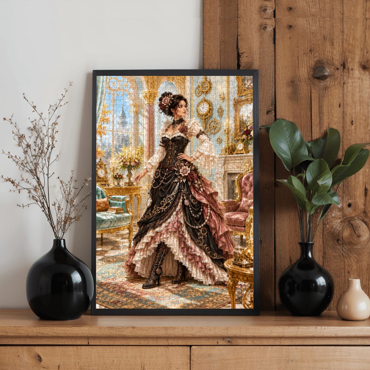 Wooden Jigsaw Puzzles 1000 pcs Steampunk Victorian Woman Black and Pink