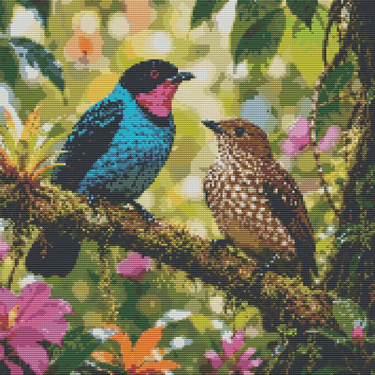 Diamond Painting Kit 20"x20" Spangled Cotinga (Round Drills)