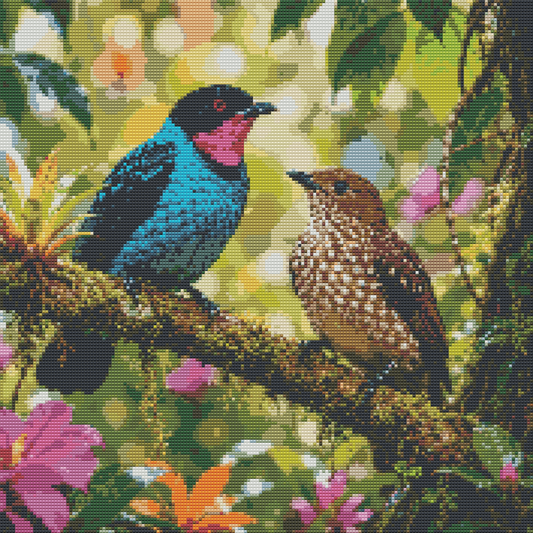 Diamond Painting Kit 20"x20" Spangled Cotinga (Round Drills)