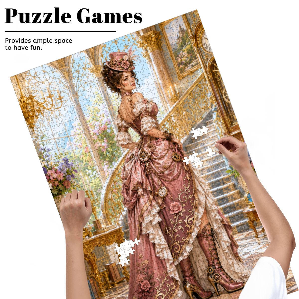 Wooden Jigsaw Puzzles 1000 pcs Steampunk Victorian Woman Light Pink