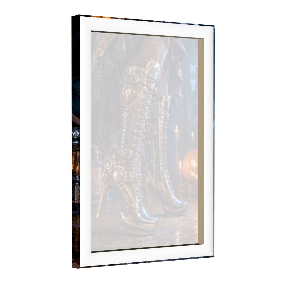 Framed Canvas Painting Steampunk Boots on Halloween (Made in USA)